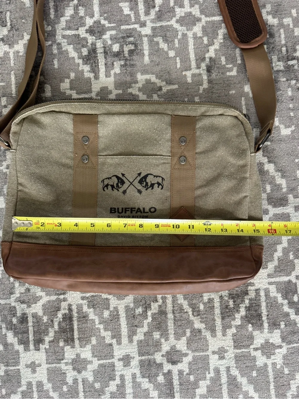 Buffalo David Bitton Olive and Brown Canvas Messenger Bag